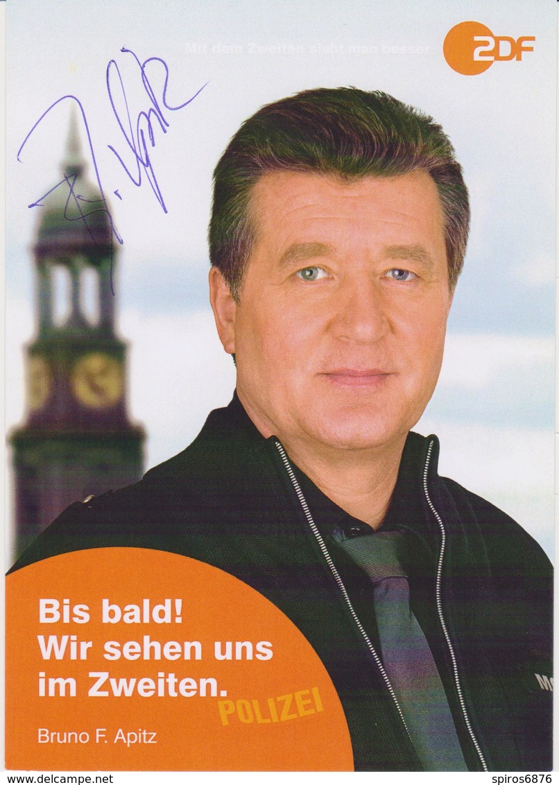 Authentic Signed Card / Autograph - German Actor BRUNO F. APITZ - ZDF TV Series Notruf Hafenkante - Handtekening