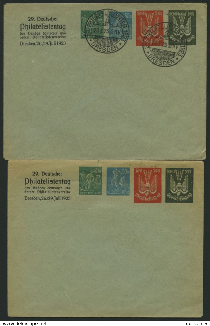 LUFTPOST-GANZSACHEN LPU 40 BRIEF, 1923, 40 Neben 50 Neben 5 Neben 100 M. 29. Dt. Philatelistentag, Ungebraucht Und Leer  - Aerei