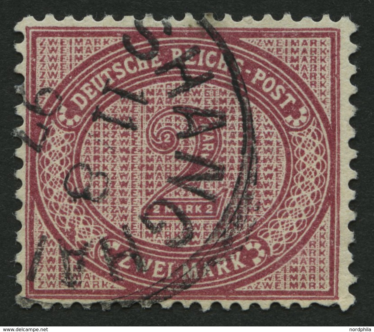 DP CHINA V 37eV O, 1891, 2 M. Dunkelrotkarmin Mit Abart Große Unterbrechung In Der Guilloche Unten Links, Stempel SHANGH - China (oficinas)