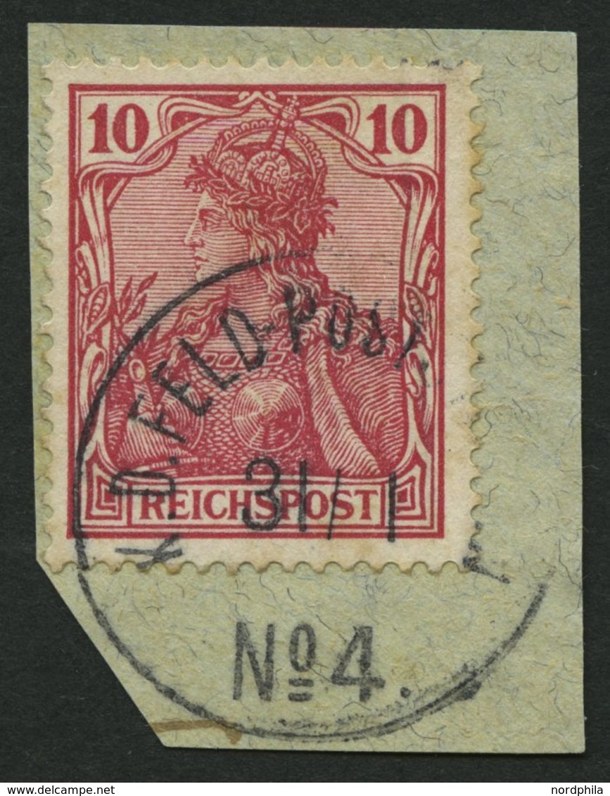 DP CHINA P Vc BrfStk, Petschili: 1900, 10 Pf. Reichspost, Stempel K.D. FELD-POSTSTATION No. 4, Prachtbriefstück - Cina (uffici)