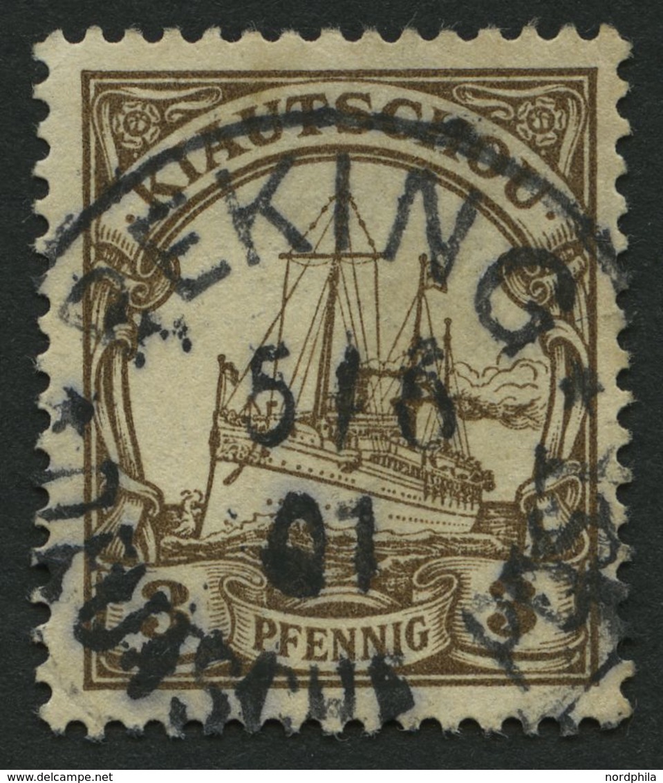 DP CHINA P VIa O, Petschili: 1901, 3 Pf. Kiautschou, Zentrischer Stempel PEKING, Punkthelle Stelle Sonst Pracht, Mi. 350 - China (kantoren)