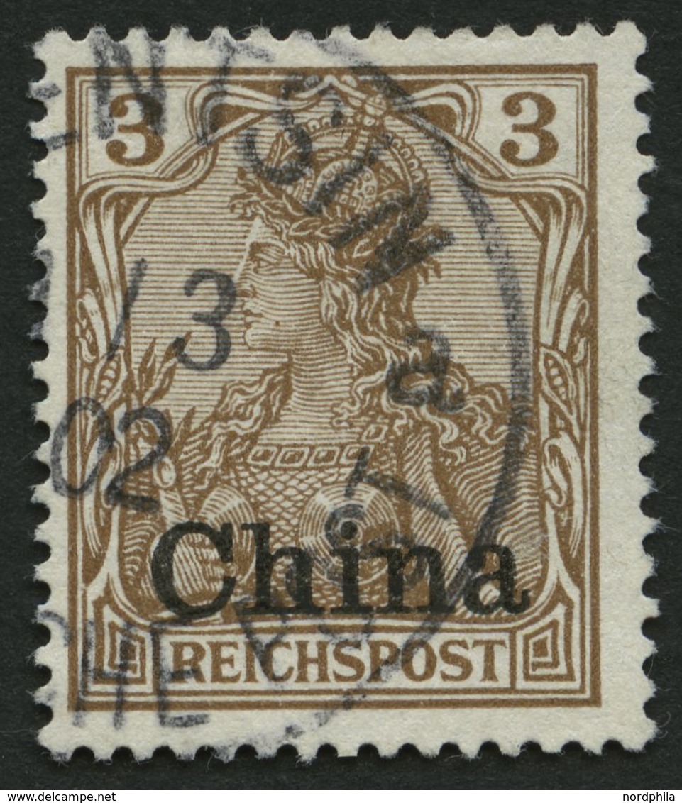 DP CHINA 15b O, 1901, 3 Pf. Dunkelorangebraun Reichspost, Pracht, Mi. 60.- - China (kantoren)