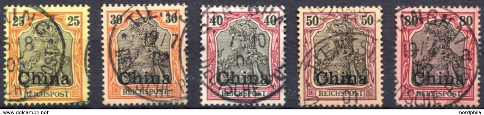 DP CHINA 19-23 O, 1901, 25 - 80 Pf. Reichspost, 5 Prachtwerte, Mi. 74.- - Cina (uffici)