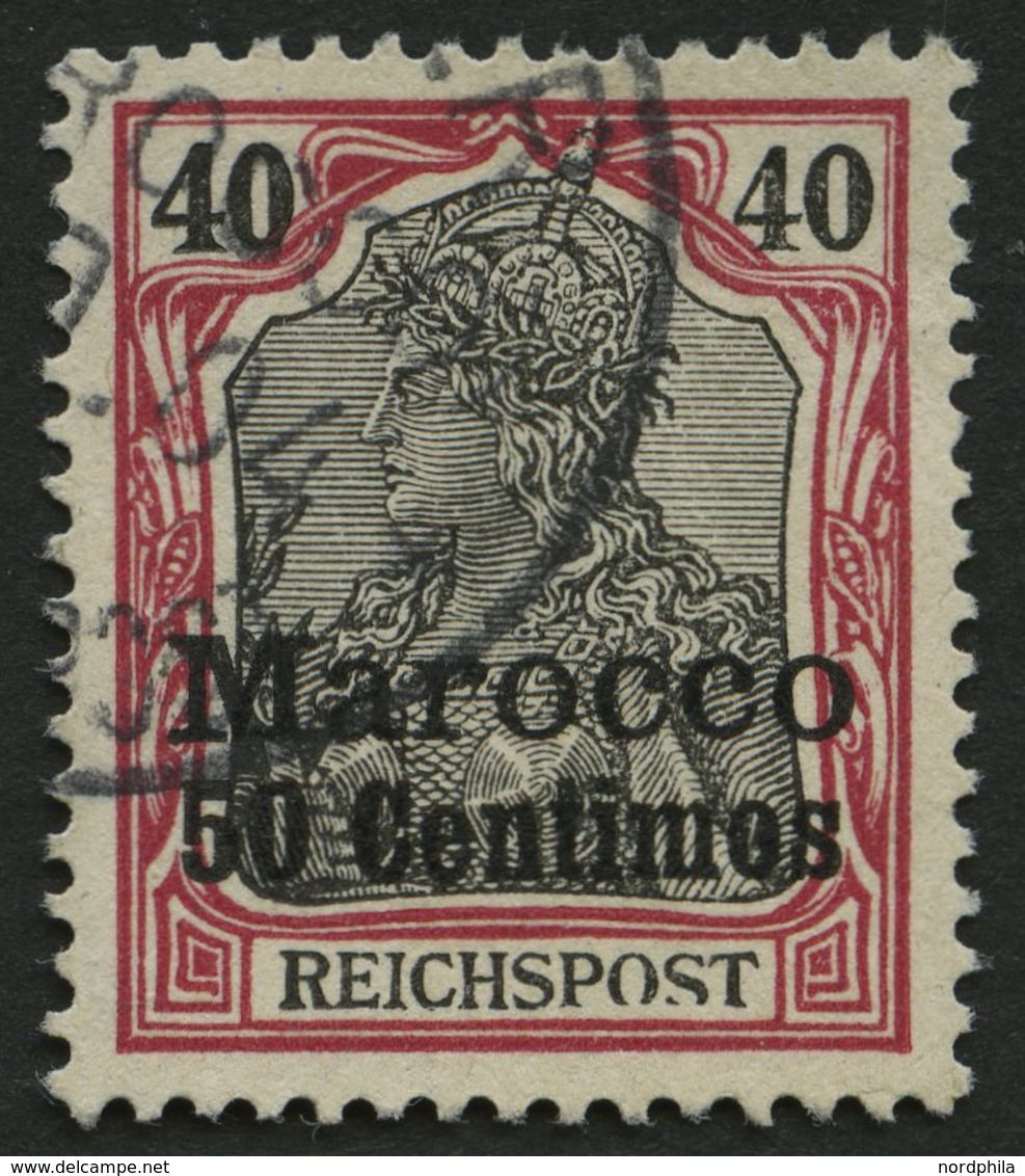 DP IN MAROKKO 13PFII O, 1900, 50 C. Auf 40 Pf. Mit Plattenfehler Reichspost Unten Angeschnitten, O In Post Meist Offen,  - Morocco (offices)