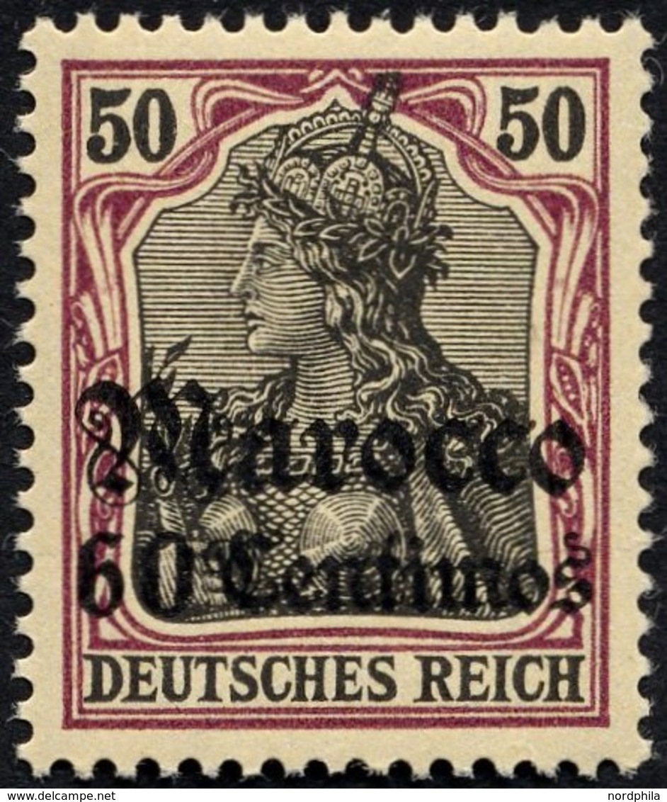 DP IN MAROKKO 28 **, 1905, 60 C. Auf 50 Pf., Ohne Wz., Postfrisch, Pracht, Gepr. Bothe, Mi. 70.- - Morocco (offices)