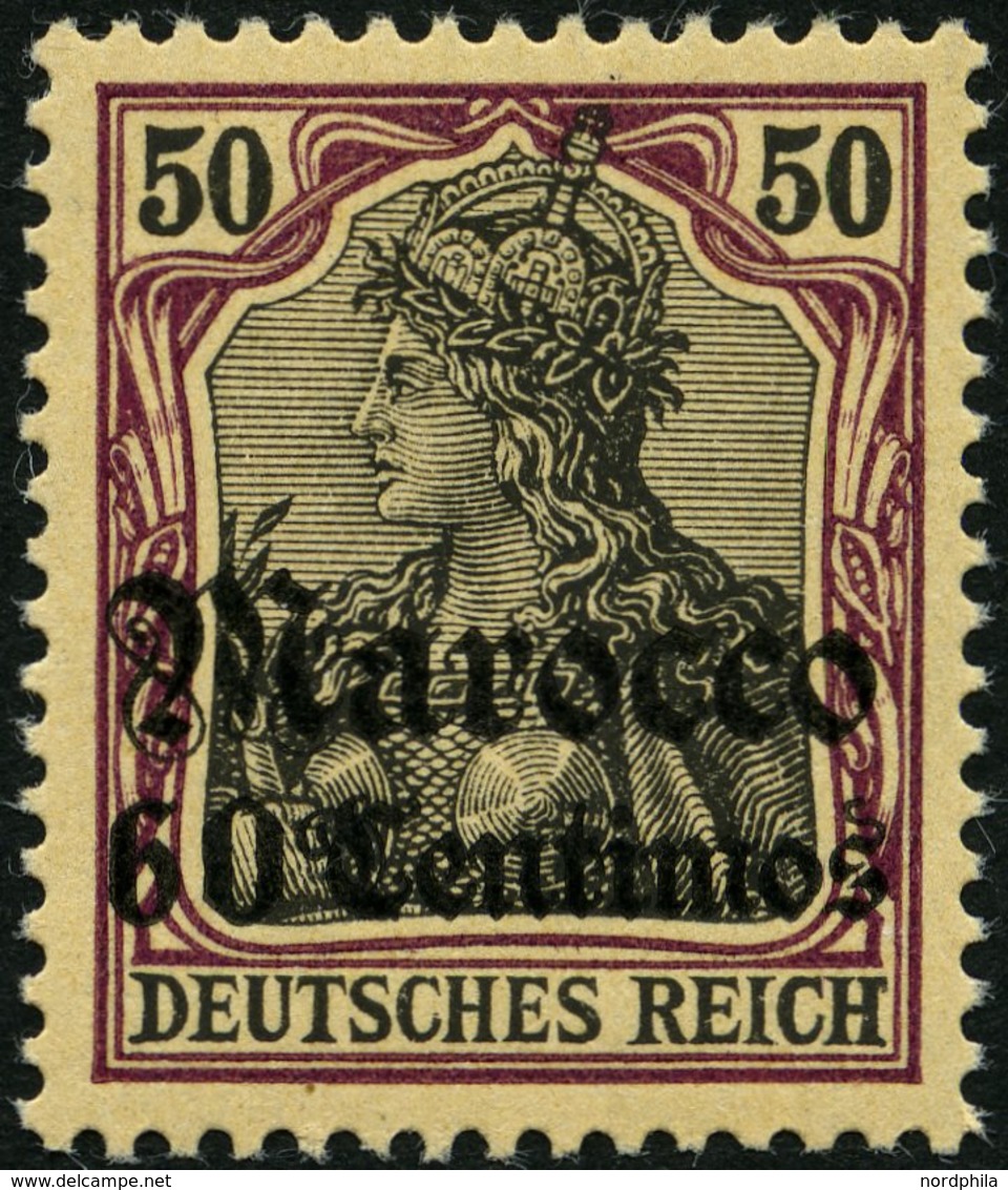 DP IN MAROKKO 28 **, 1905, 60 C. Auf 50 Pf., Ohne Wz., Postfrisch, Pracht, Mi. 70.- - Marruecos (oficinas)