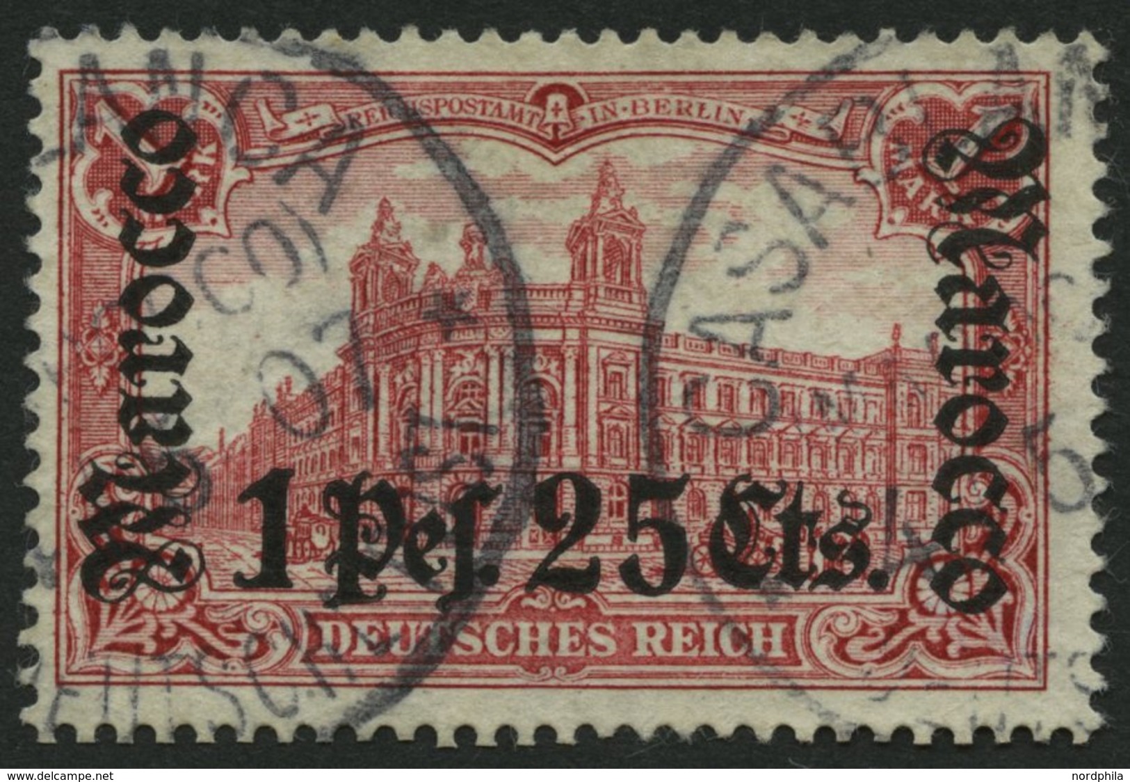 DP IN MAROKKO 30A O, 1905, 1 P. 25 C. Auf 1 M., Ohne Wz., Gezähnt A, Feinst (kleine Helle Stelle), Mi. 190.- - Marocco (uffici)