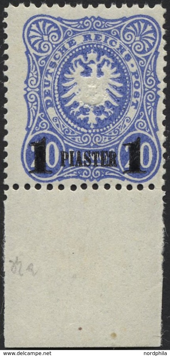 DP TÜRKEI 3Na **, 1891, 1 PIA. Auf 20 Pf., Nachdruck, Mit Breitem Unterrand, Postfrisch, Pracht, Mi. (100.-) - Turkey (offices)