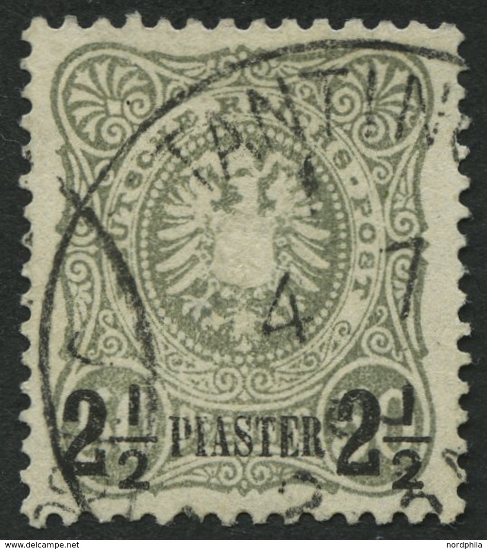 DP TÜRKEI 5a O, 1884, 21/2 PIA. Auf 50 Pf. Graugrün, Feinst, Mi. 190.- - Turkse Rijk (kantoren)