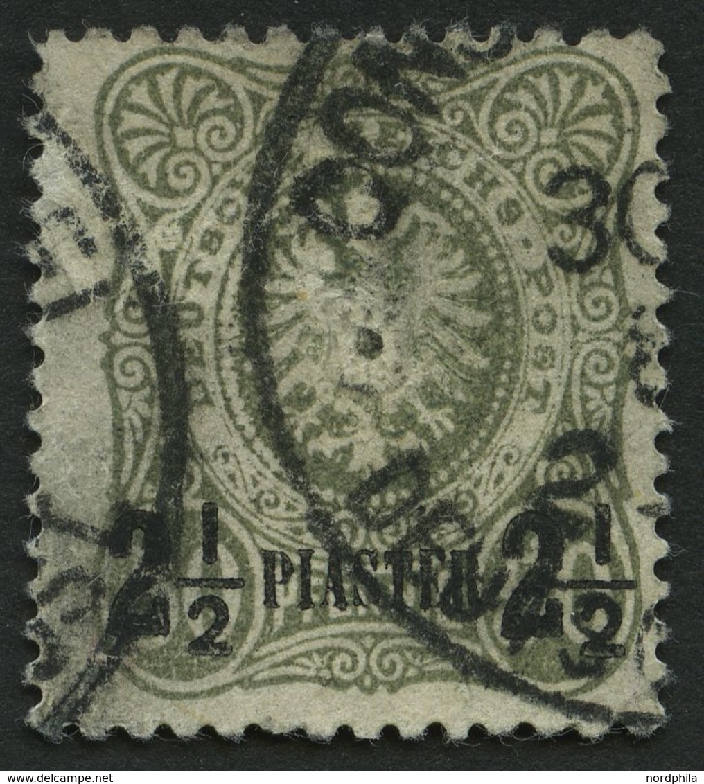 DP TÜRKEI 5a O, 1884, 21/2 PIA. Auf 50 Pf. Graugrün, Feinst, Gepr. Jäschke-L., Mi. 190.- - Turkse Rijk (kantoren)