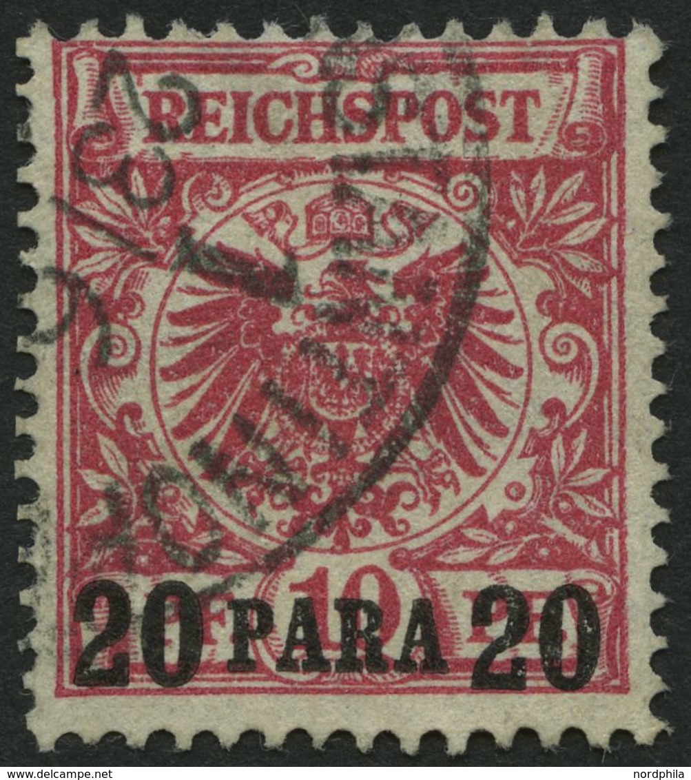 DP TÜRKEI 7a O, 1889, 20 PA. Auf 10 Pf. Rosarot, Kleine Falzhelle Stelle Sonst Pracht, Gepr. Jäschke-L., Mi. 120.- - Turquie (bureaux)