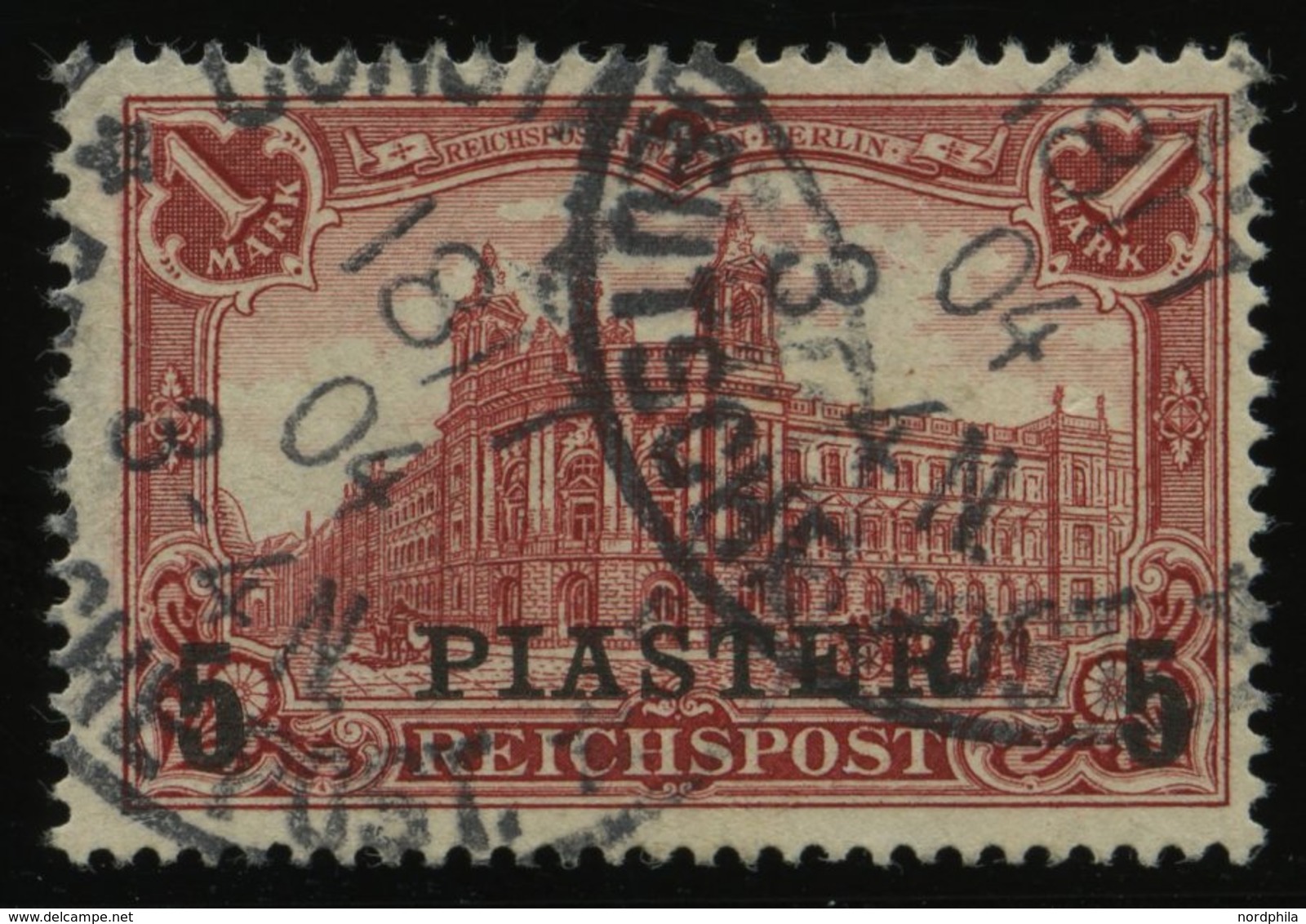 DP TÜRKEI 20II O, 1903, 5 PIA. Auf 1 M., Aufdruck Type II, Pracht, Mi. 130.- - Turkse Rijk (kantoren)