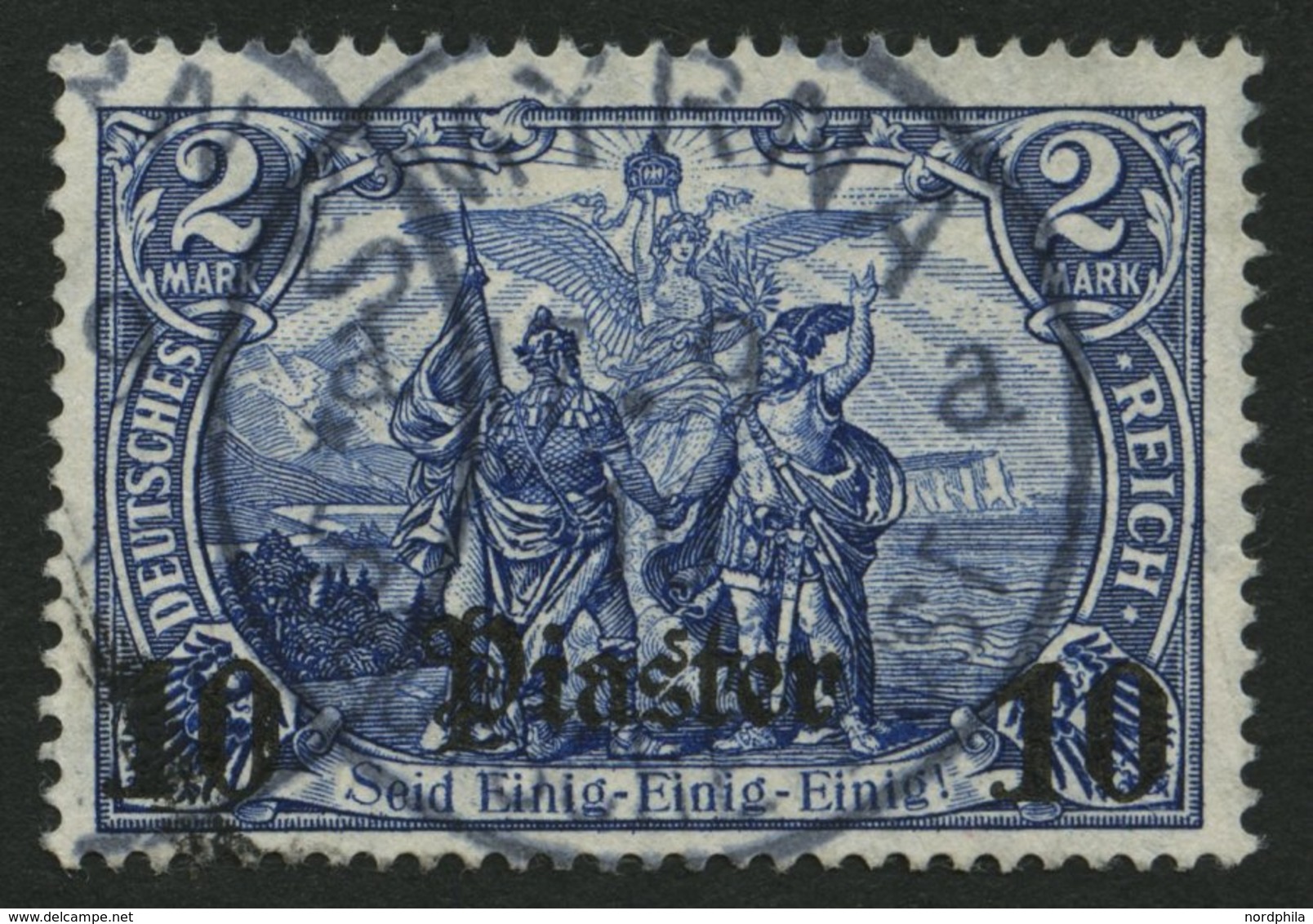 DP TÜRKEI 45 O, 1906, 10 Pia. Auf 2 M., Mit Wz., Pracht, Gepr. Bothe, Mi. 60.- - Turchia (uffici)