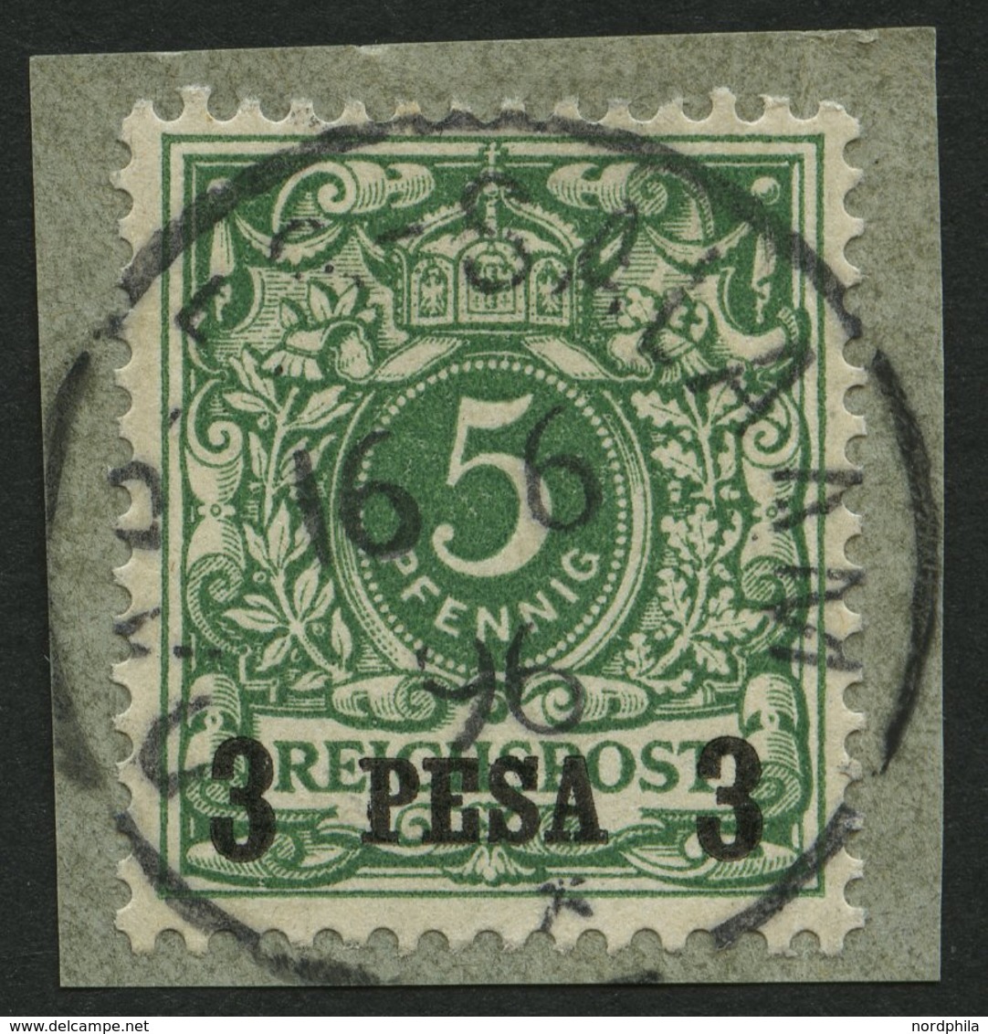 DEUTSCH-OSTAFRIKA 2I BrfStk, 1893, 3 P. Auf 5 Pf. Opalgrün, Prachtbriefstück, Mi. (60.-) - Duits-Oost-Afrika