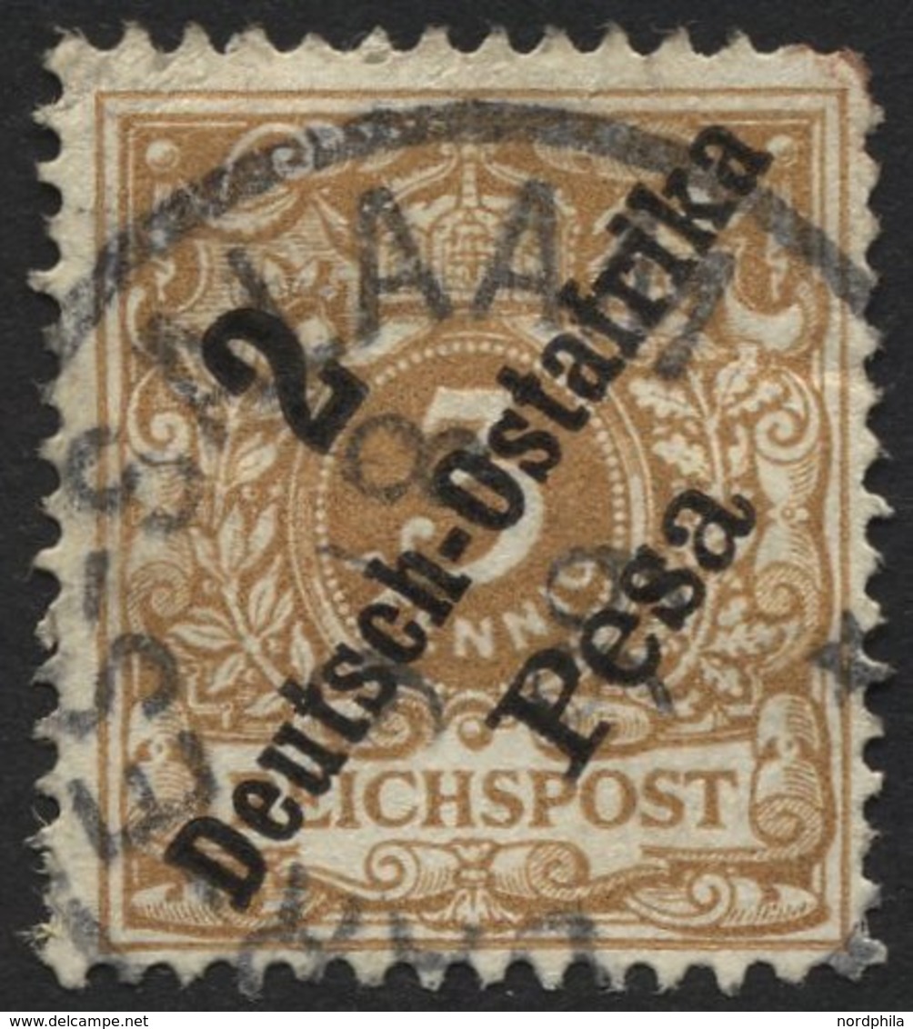 DEUTSCH-OSTAFRIKA 6e O, 1896, 2 P. Auf 3 Pf. Hellocker, Fein (dünne Stelle Und Zahnfehler), RR!, Gepr. Jäschke-L., Mi. 5 - Africa Orientale Tedesca