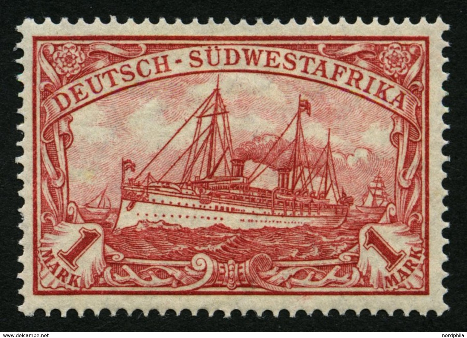 DSWA 29B *, 1919, 1 M. Rotkarmin, Mit Wz., Gezähnt B, Falzrest, Pracht, Mi. 50.- - Duits-Zuidwest-Afrika