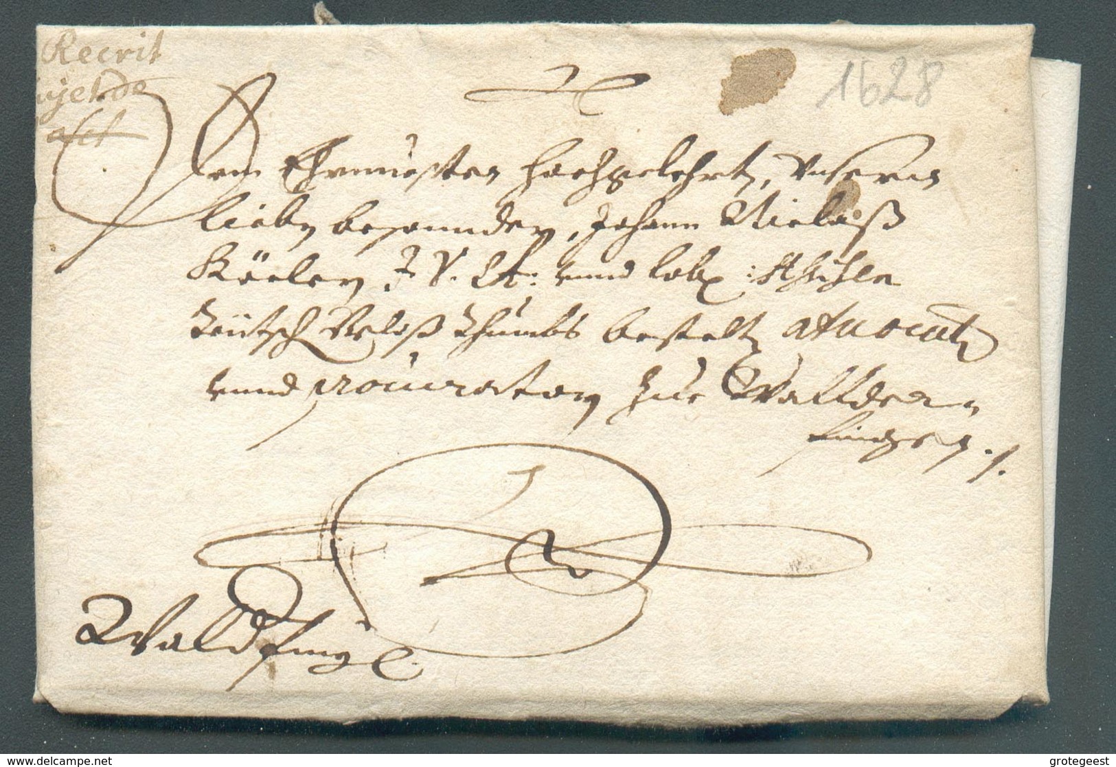 LAC Du Comte De Sully à Mr. Köler à Hipelstorff Mai 1628 (régisseur Des Forges De Bergh Au Luxembourg) Vers Walferdange - ...-1852 Préphilatélie