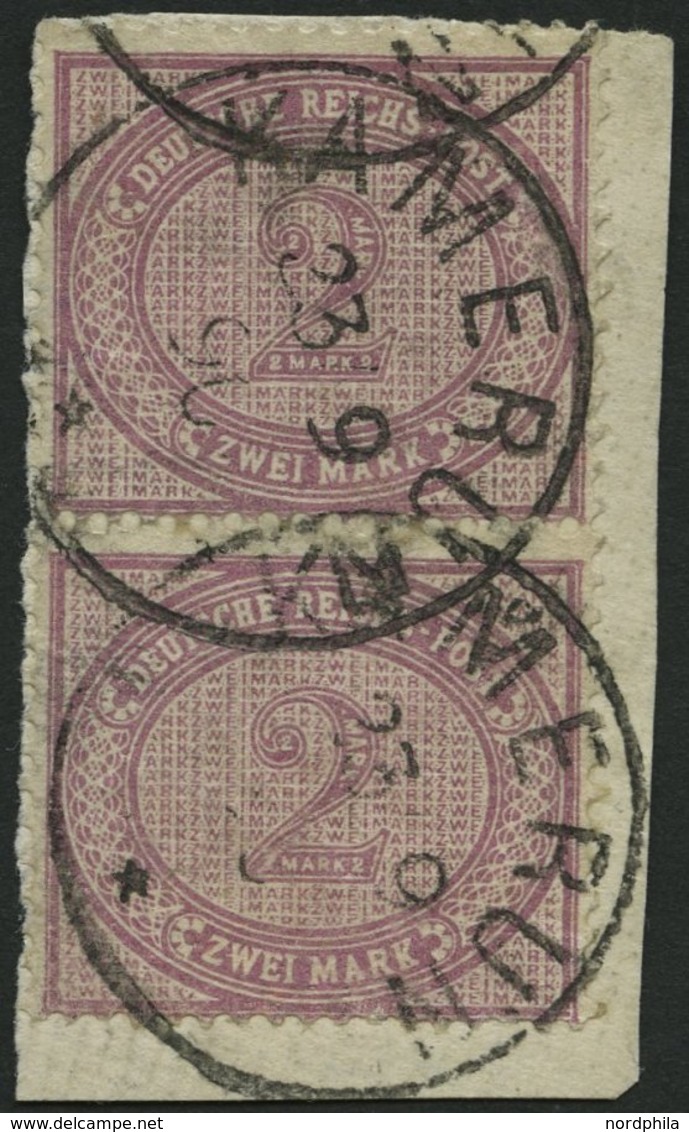 KAMERUN V 37d Paar BrfStk, 1890, 2 M. Lebhaftgraulila Im Senkrechten Paar Auf Leinbriefstück, Klare Stempel KAMERUN 23/9 - Camerún