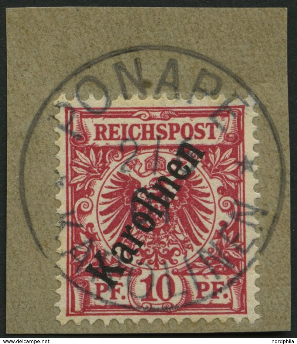 KAROLINEN 3IIb BrfStk, 1900. 10 Pf. Lilarot Steiler Aufdruck, Prachtbriefstück, Gepr. Jäschke-L., Mi. (130.-) - Caroline Islands