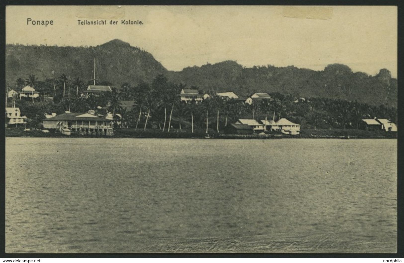 KAROLINEN 7Pv BRIEF, 1910, 5 Pf. Auf 3 Pf. Handstempelaufdruck, Rechter Unterer Eckzahn Stumpf Sonst Prachtkarte, Fotoat - Caroline Islands