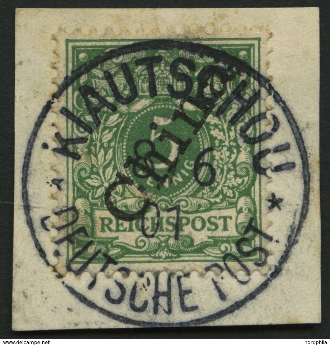 KIAUTSCHOU M 2II BrfStk, 1901, 5 Pf. Steiler Aufdruck, Stempel KIAUTSCHOU DP, Prachtbriefstück - Kiautchou