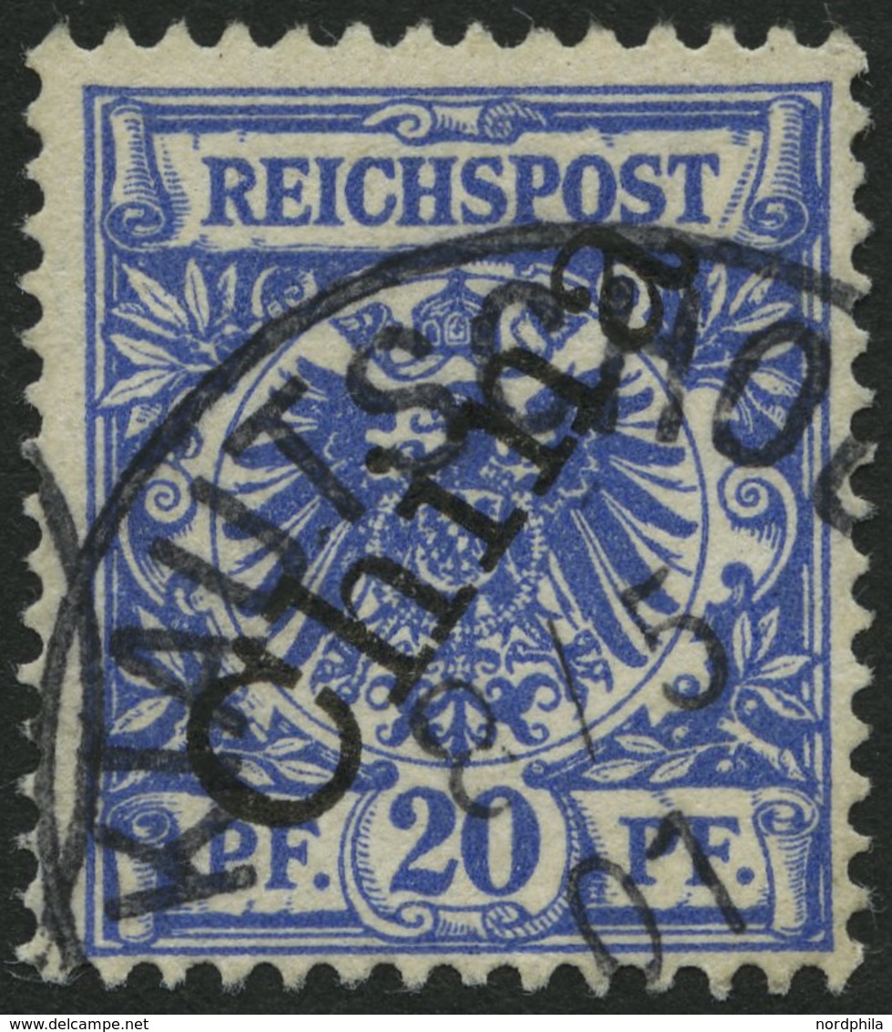 KIAUTSCHOU M 4II O, 1901, 20 Pf. Steiler Aufdruck, Stempel KIAUTSCHOU, Pracht - Kiautchou