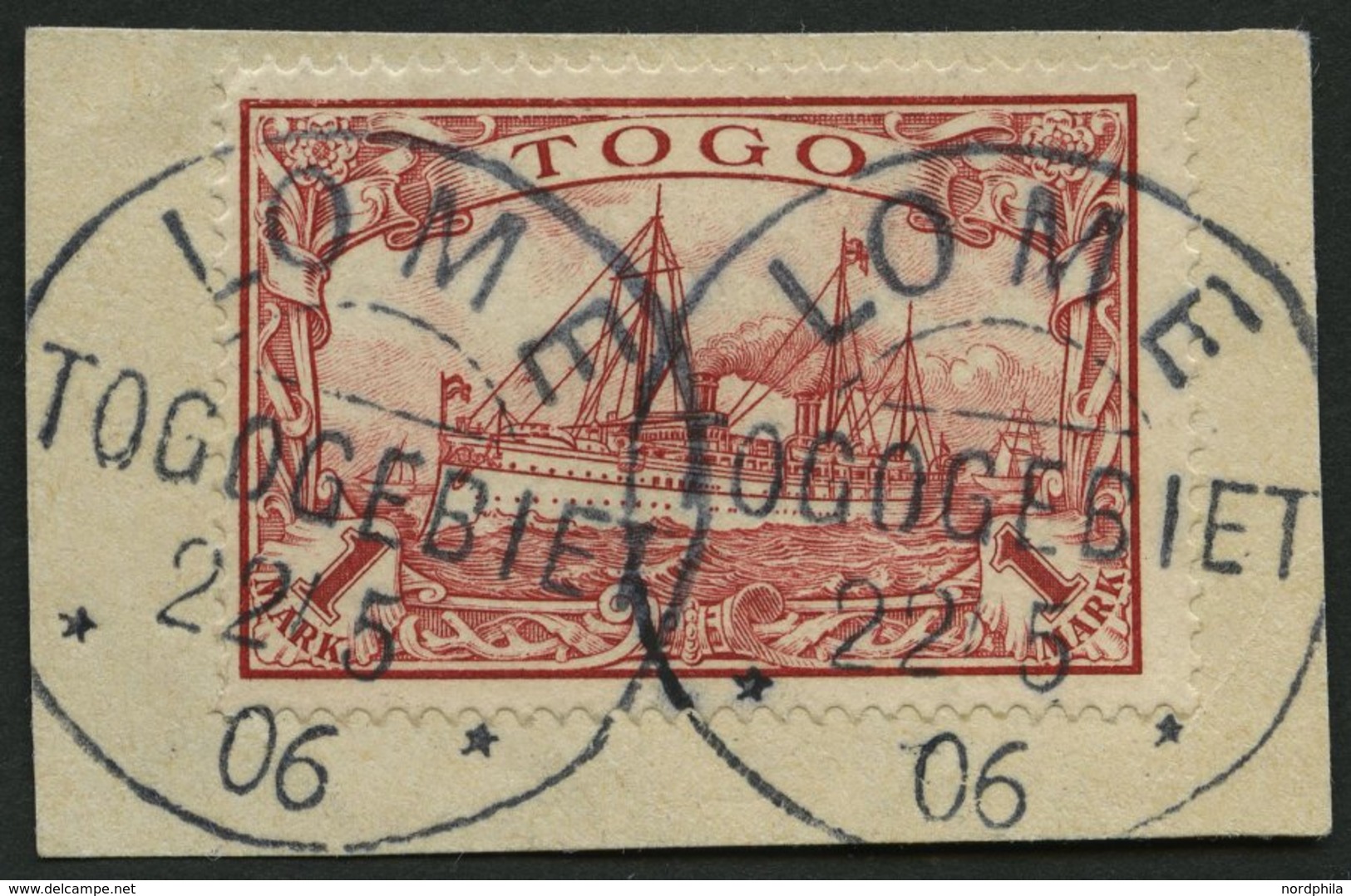 TOGO 16I BrfStk, 1900, 1 M. Rot Mit Plattenfehler Wolke Zwischen Den Halteseilen Des Ersten Mastes, Prachtbriefstück, Mi - Togo