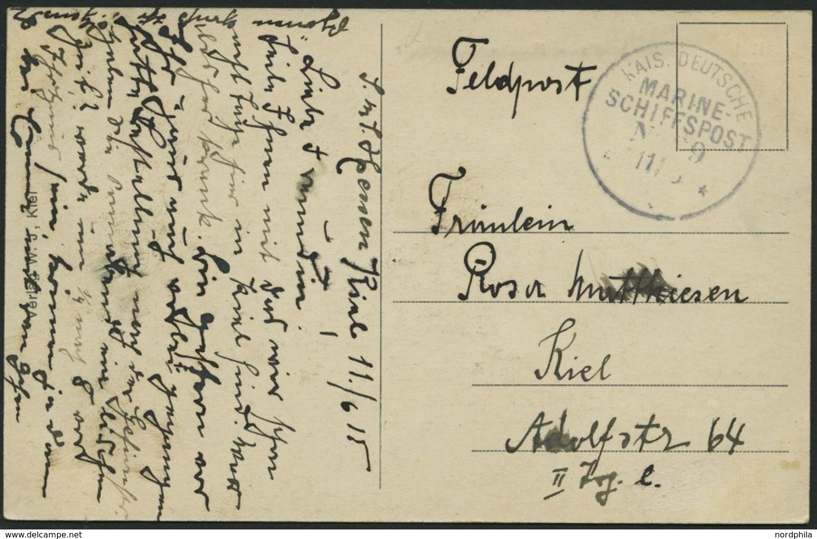 MSP VON 1914 - 1918 39 (Linienschiff HESSEN), 11.6.1915, Feldpost-Ansichtskarte Von Bord Der Hessen, Feinst - Turkey (offices)