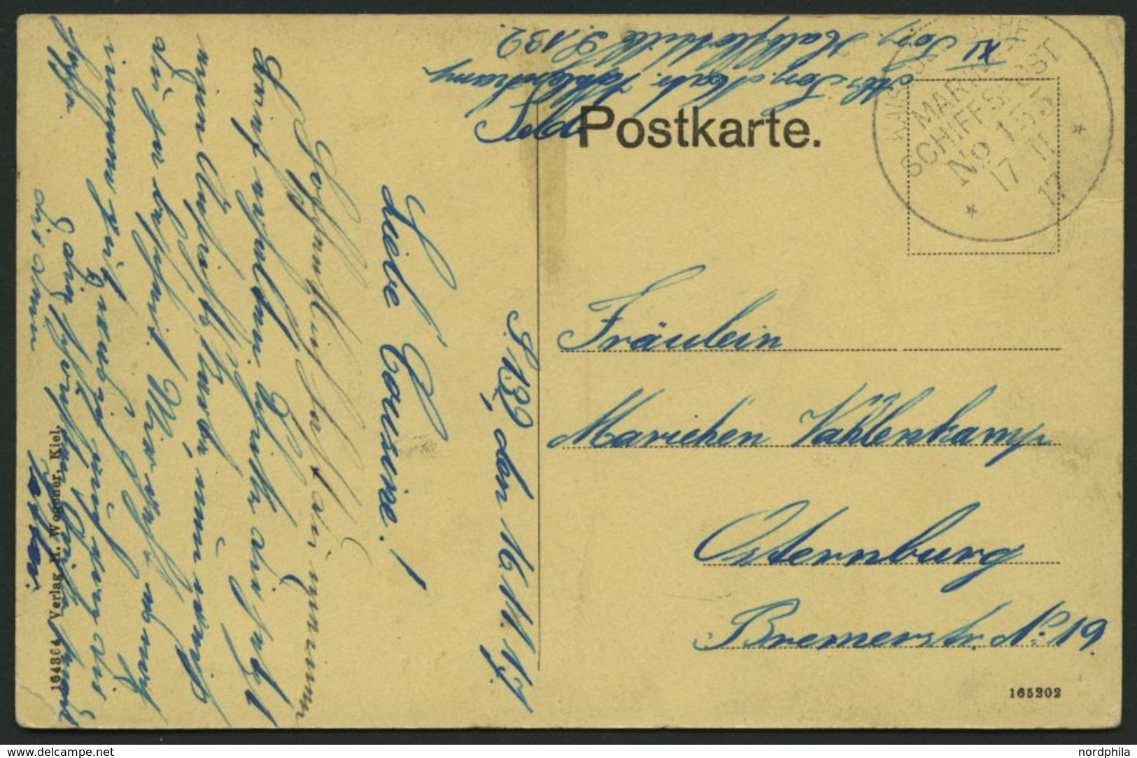 MSP VON 1914 - 1918 155 (II. Torpedoboots-Halbflottille), 17.11.1917, Feldpost-Ansichtskarte Von Bord Des Torpedobootes  - Turkey (offices)