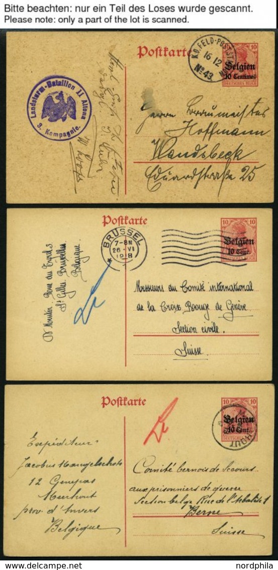 LANDESPOST IN BELGIEN P 2,11 BRIEF, 1914-17, 35 Gebrauchte Karten, Feinst/Pracht - Occupazione 1914 – 18
