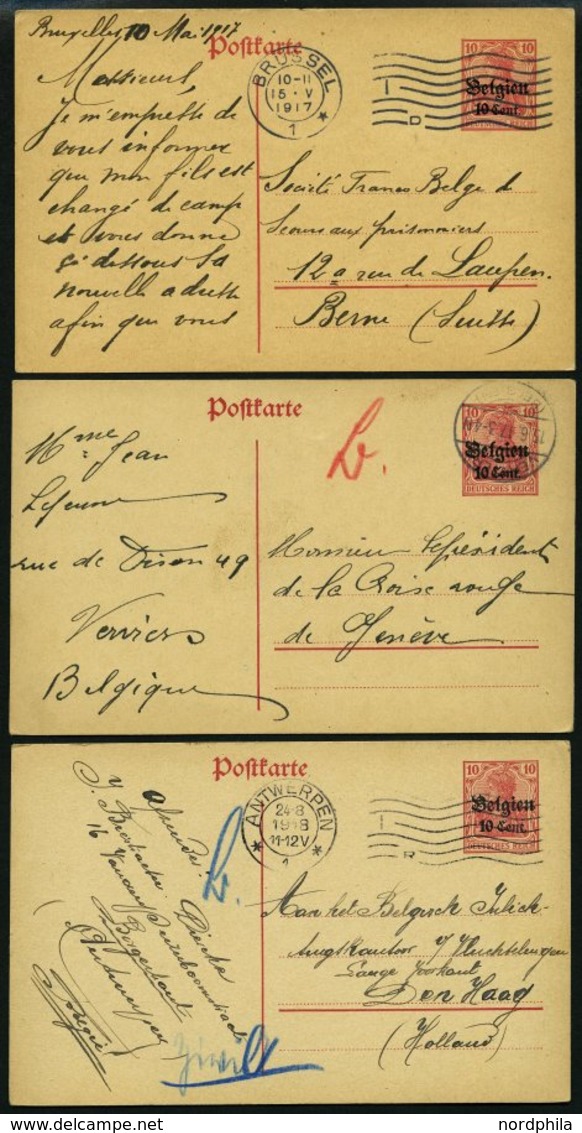LANDESPOST IN BELGIEN P 2,11 BRIEF, 1914-17, 35 Gebrauchte Karten, Feinst/Pracht - Occupation 1914-18