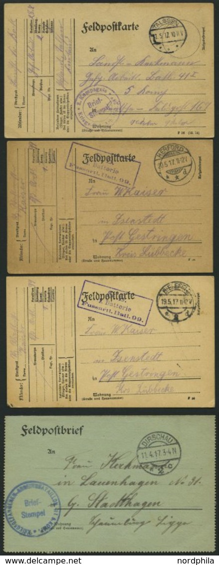 DT. FP IM BALTIKUM 1914/18 1917, 4 Verschiedene Feldpostbelege Aus Dem Baltikum Mit Deutschen Poststempeln, Pracht, R! - Letland