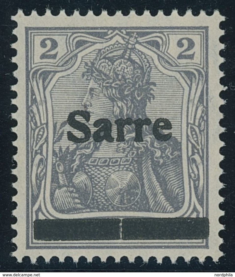 SAARGEBIET A1 PF A **, 1920, 2 Pf. Dunkelblaugrau (schraffierter Hintergrund), Aufdruck Irrtümlich Auf Dt. Reich Mi.Nr.  - Andere & Zonder Classificatie