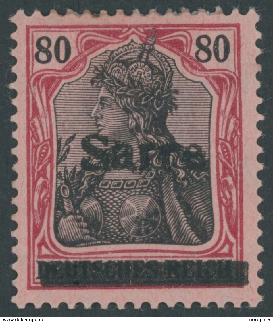 SAARGEBIET 16IQI *, 1920, 80 Pf. Karminrot/grauschwarz Auf Mittelgraurot, Type I, Kopf Des E Senkrecht Gespalten, Falzre - Andere & Zonder Classificatie