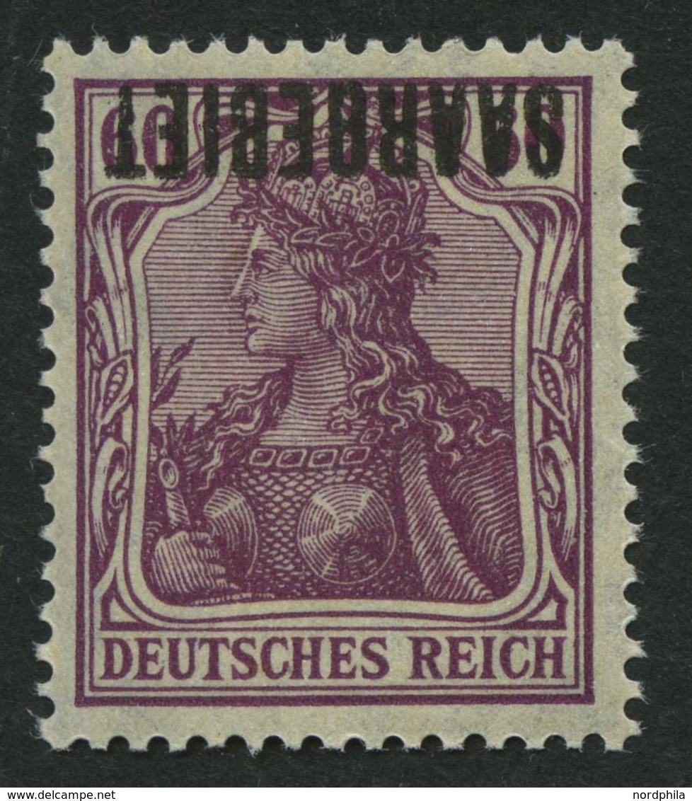 SAARGEBIET 39K **, 1920, 60 Pf. Dunkelgraulila, Kopfstehender Aufdruck, Pracht, Gepr. Burger, Mi. 220.- - Altri & Non Classificati