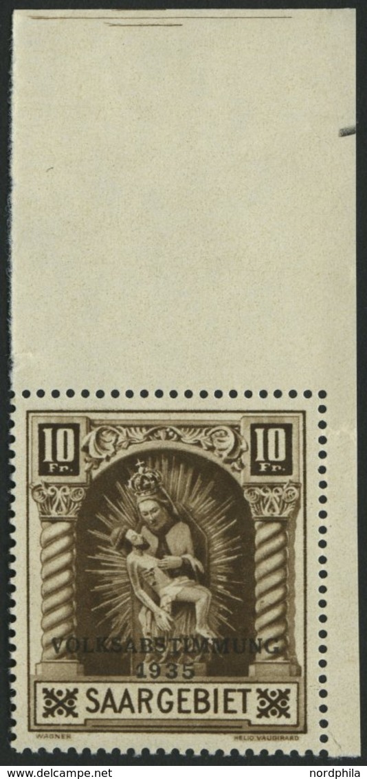 SAARGEBIET 194III **, 1934, 10 Fr. Volksabstimmung Mit Abart Fleck Auf Der 4. Windung Von Unten Auf Der Rechten Säule, P - Altri & Non Classificati