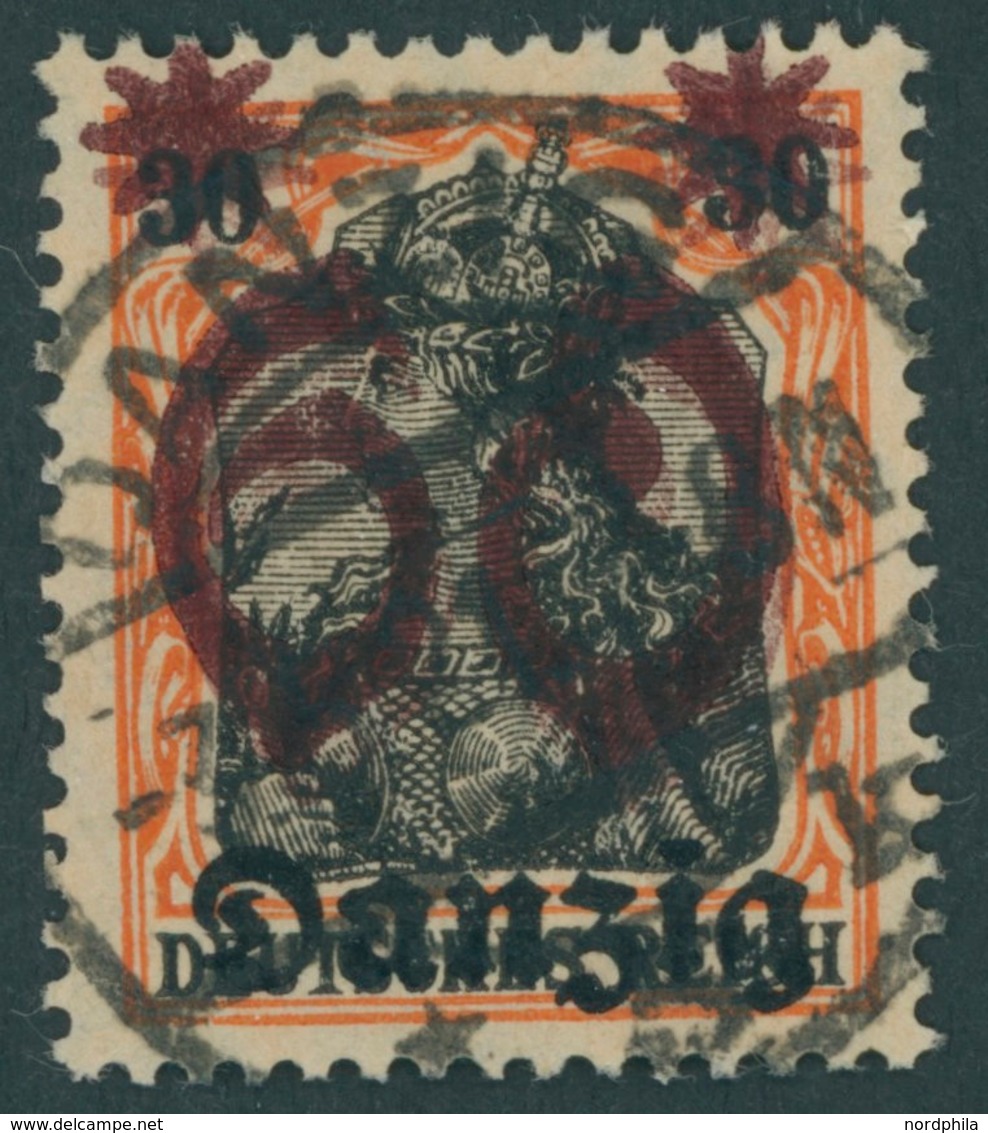 FREIE STADT DANZIG 19DDII O, 1920, 60 Auf 30 Pf., Doppelaufdruck, Pracht, Gepr. Gruber Und Infla, Mi. 200.- - Andere & Zonder Classificatie