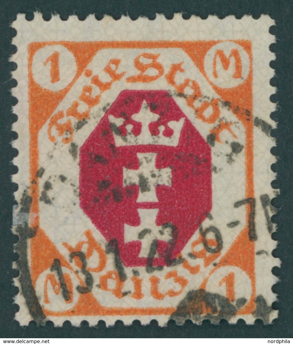 FREIE STADT DANZIG 83IV O, 1921, 1 M. Rötlichorange/karminrot Mit Abart N In Danzig Oben Gebrochen, Pracht, Gepr. Tworek - Altri & Non Classificati