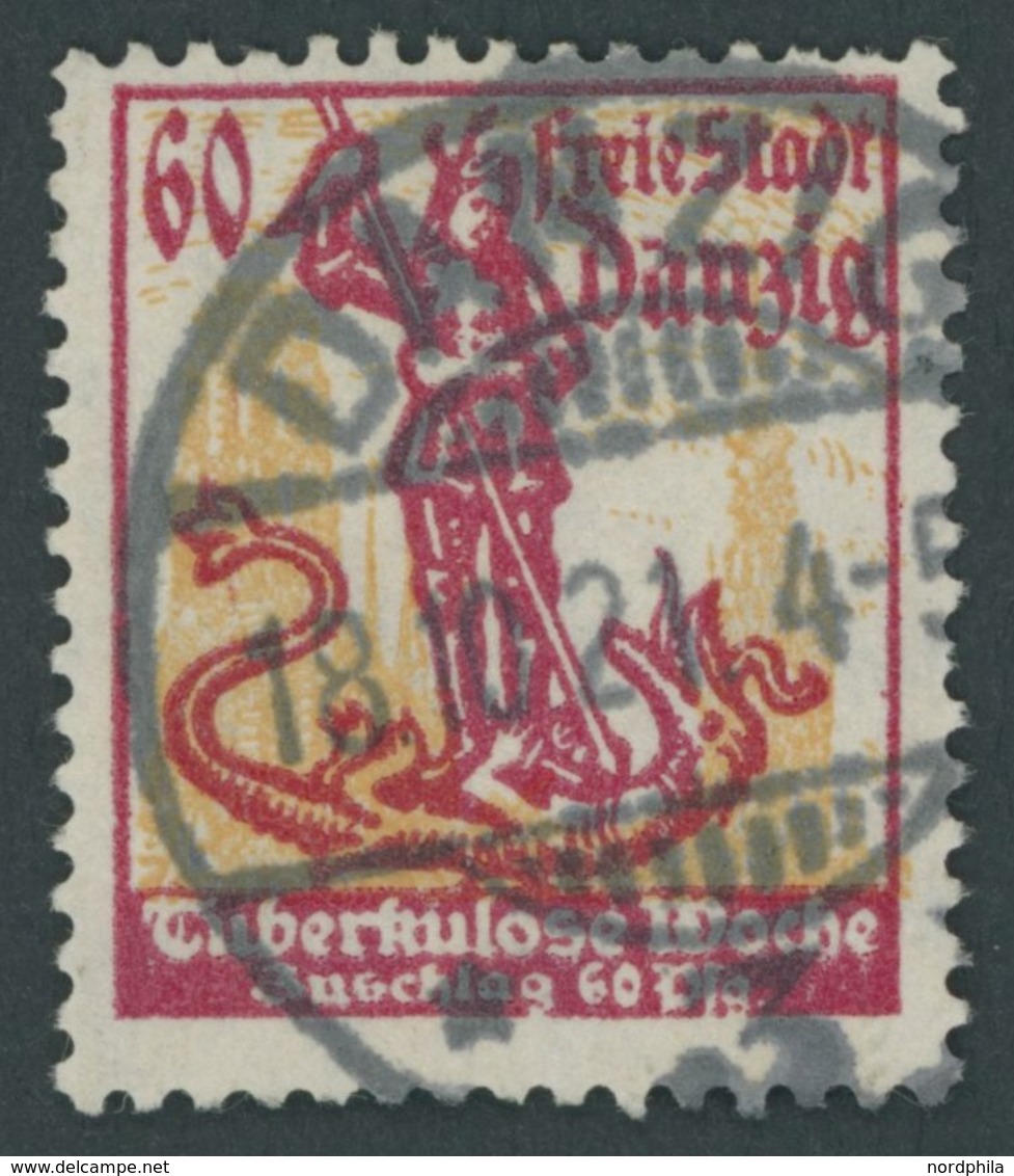 FREIE STADT DANZIG 91 O, 1921, 60 Pf. Tuberkulose-Woche, Zeitgerechte Entwertung, Pracht, Kurzbefund Soecknick, Mi. 140. - Andere & Zonder Classificatie