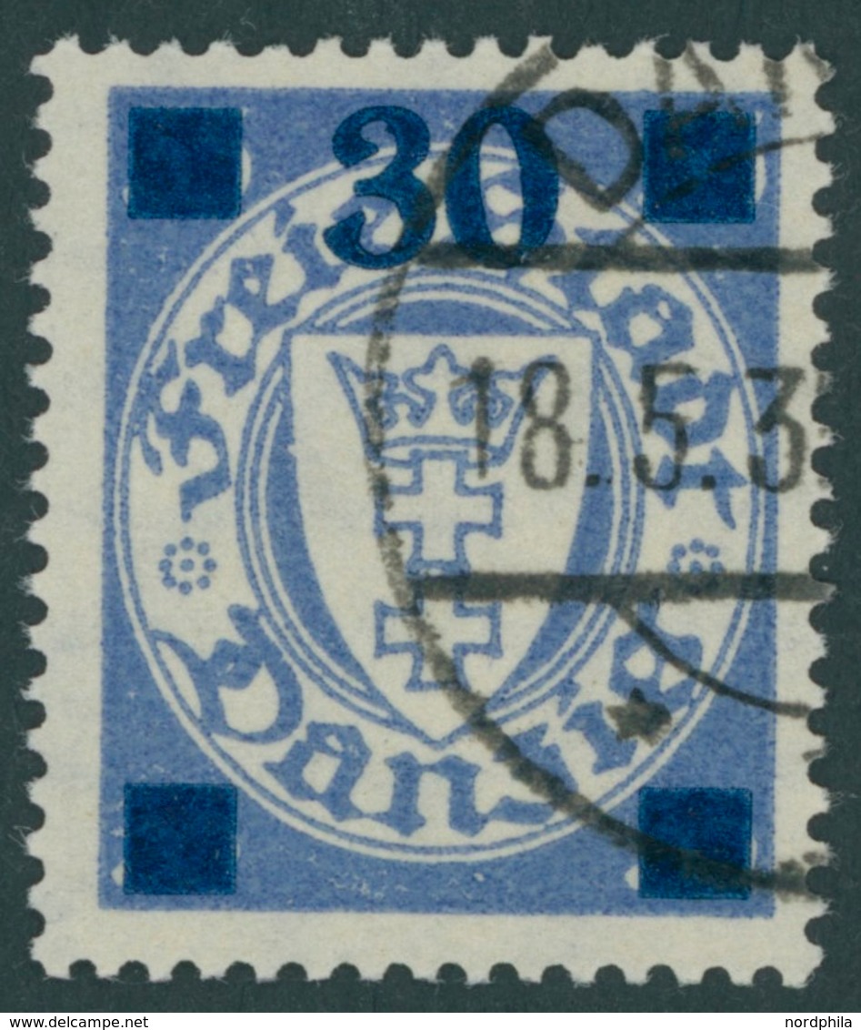 FREIE STADT DANZIG 242b O, 1934, 30 Auf 35 Pf., Aufdruck Grauultramarin, Pracht, Gepr. Gruber, Mi. 90.- - Other & Unclassified