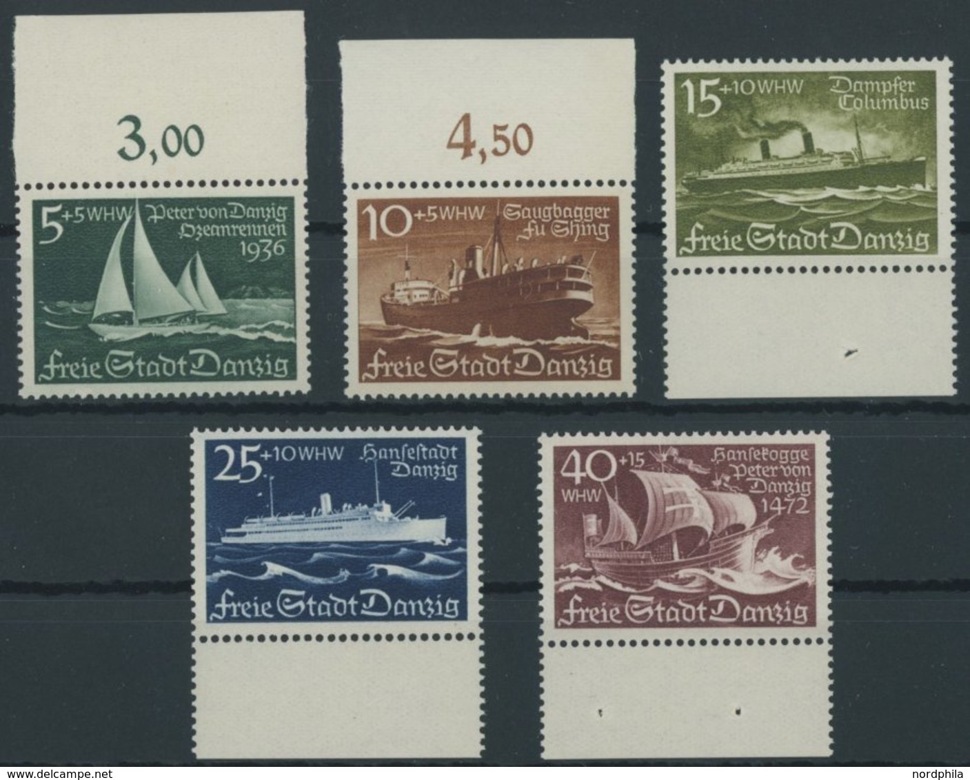 FREIE STADT DANZIG 284-88 **, 1938, Schiffe, Postfrischer Prachtsatz, Mi. 65.- - Other & Unclassified