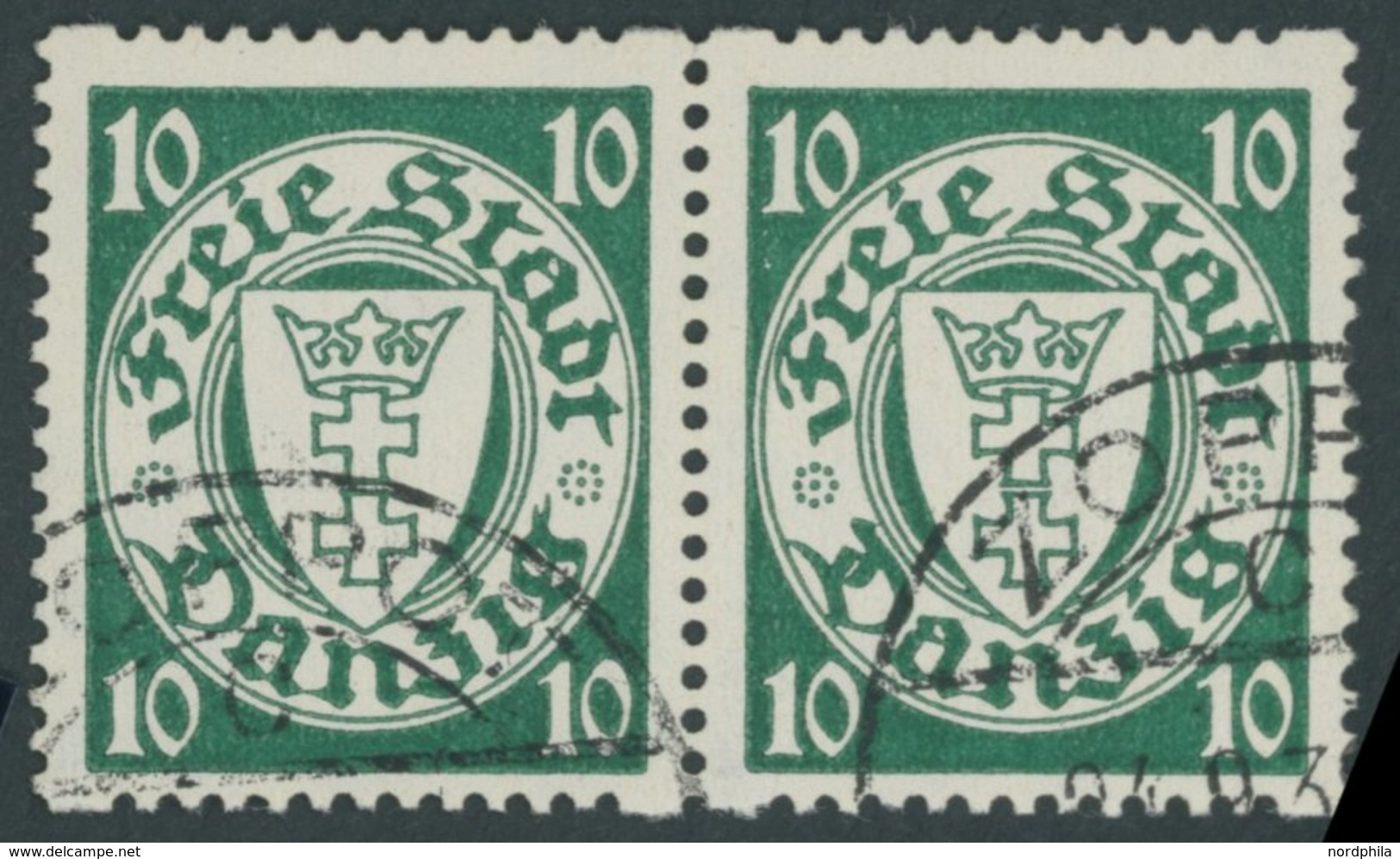 FREIE STADT DANZIG 292Dx Paar O, 1938, 5 Pf. Mittelgelblichrot, Wz. 5, Rollenzähnung, Im Waagerechten Paar, Pracht, Gepr - Andere & Zonder Classificatie