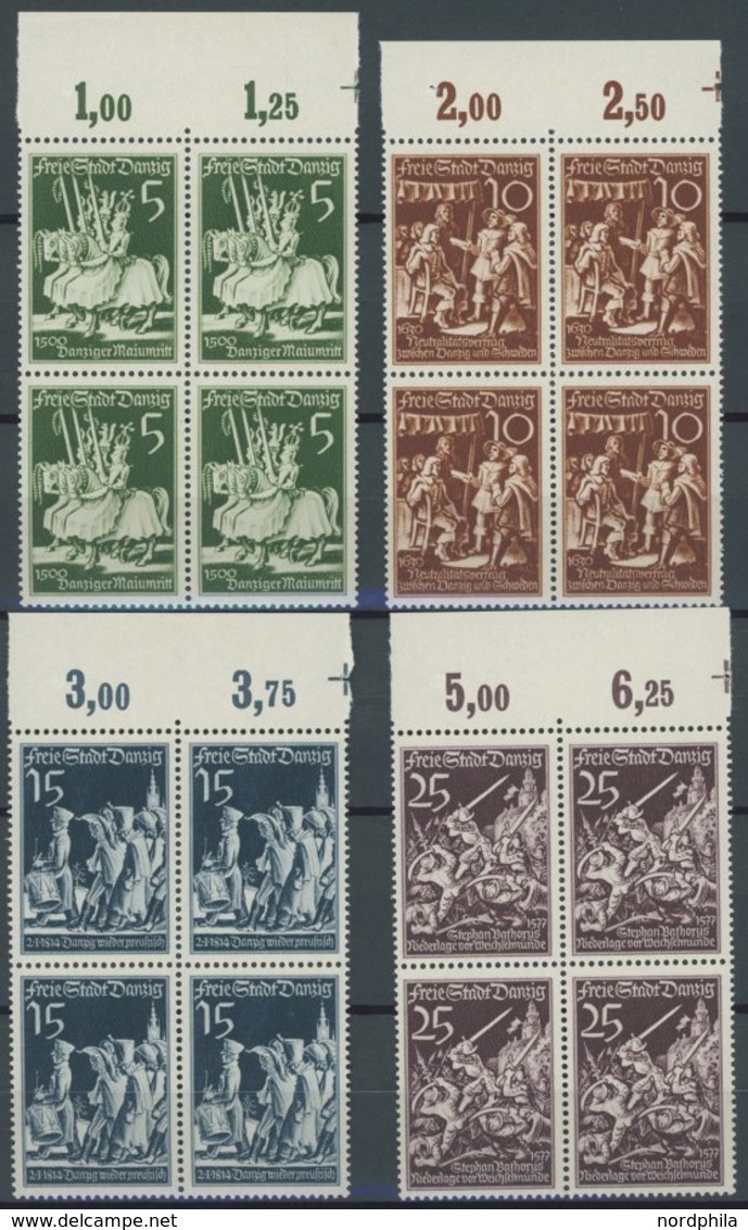 FREIE STADT DANZIG 302-08 VB **, 1939, Tag Der Briefmarke Und Ärzte Und Naturforscher In Oberrandviererblocks, 2 Postfri - Andere & Zonder Classificatie