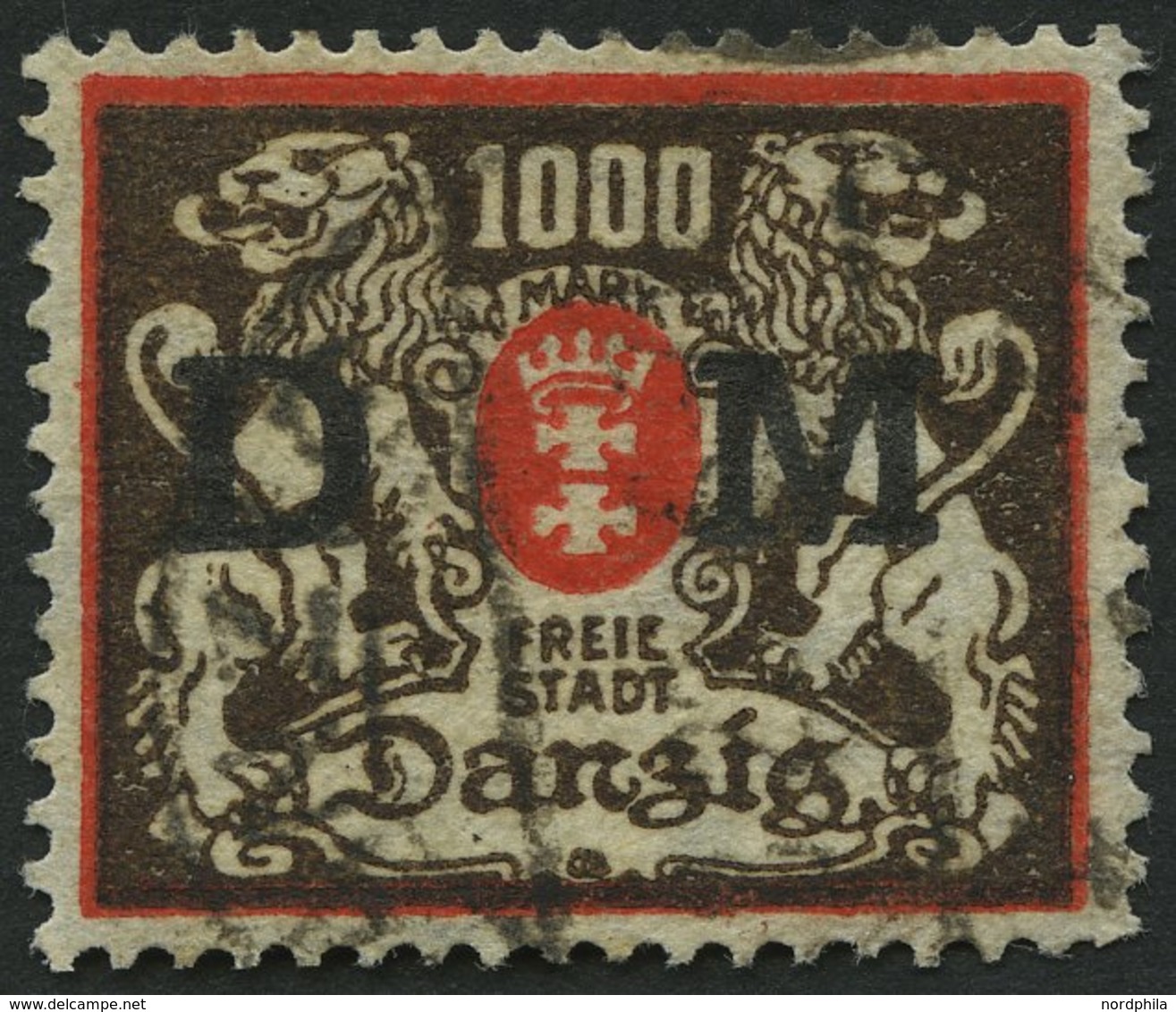 DIENSTMARKEN D 40 O, 1923, 1000 M. Rot/schwarzbraun, Pracht, Gepr. Dr. Oechsner Und Infla, Mi. 120.- - Other & Unclassified