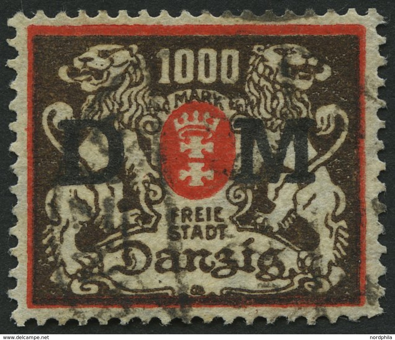 DIENSTMARKEN D 40 O, 1923, 1000 M. Rot/schwarzbraun, Pracht, Gepr. Dr. Oechsner Und Infla, Mi. 120.- - Altri & Non Classificati