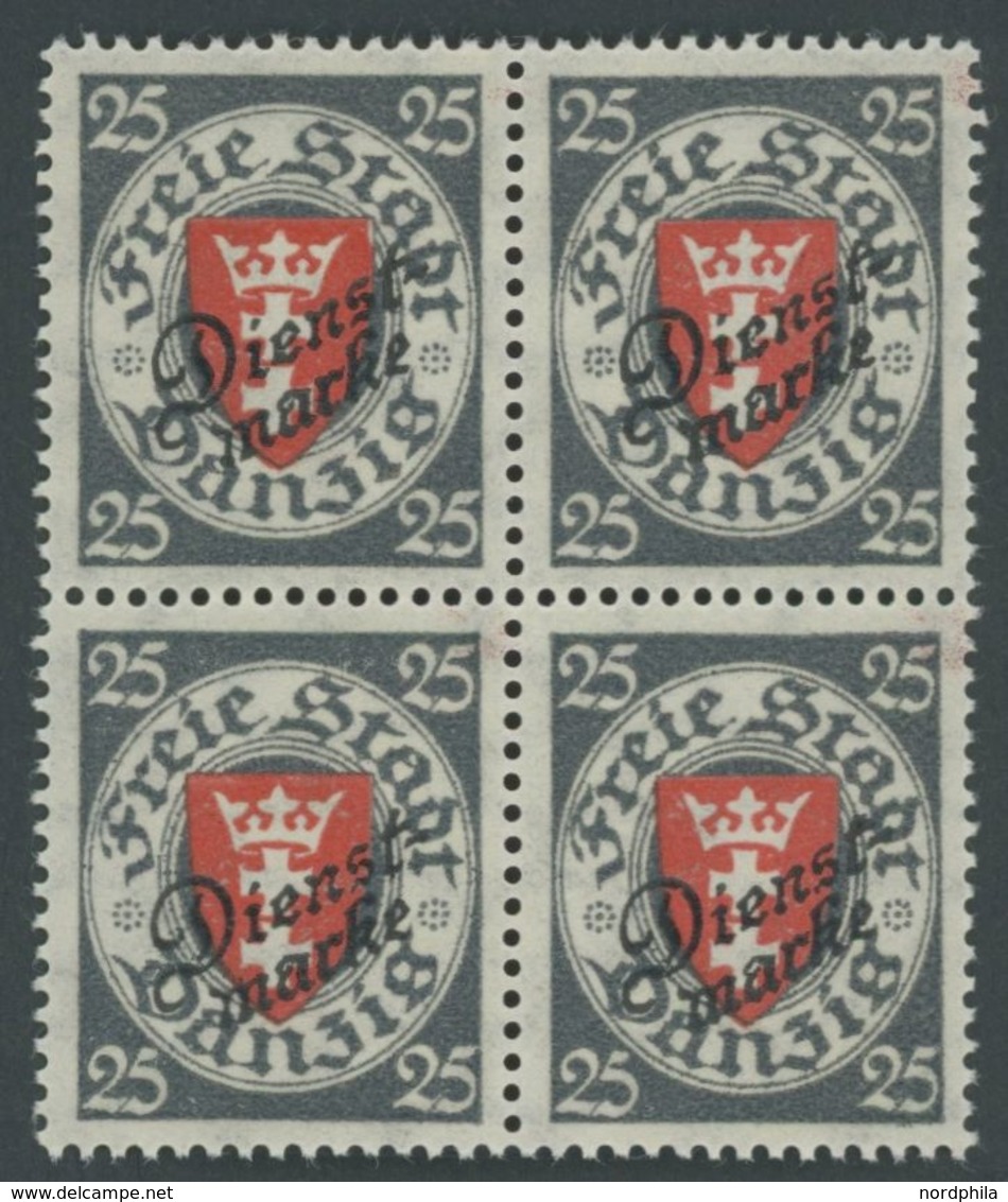 DIENSTMARKEN D 46a VB **, 1924, 25 Pf. Dunkeltürkisgrau/lebhaftzinnoberrot Im Viererblock, Postfrisch, Pracht, Mi. 280.- - Other & Unclassified