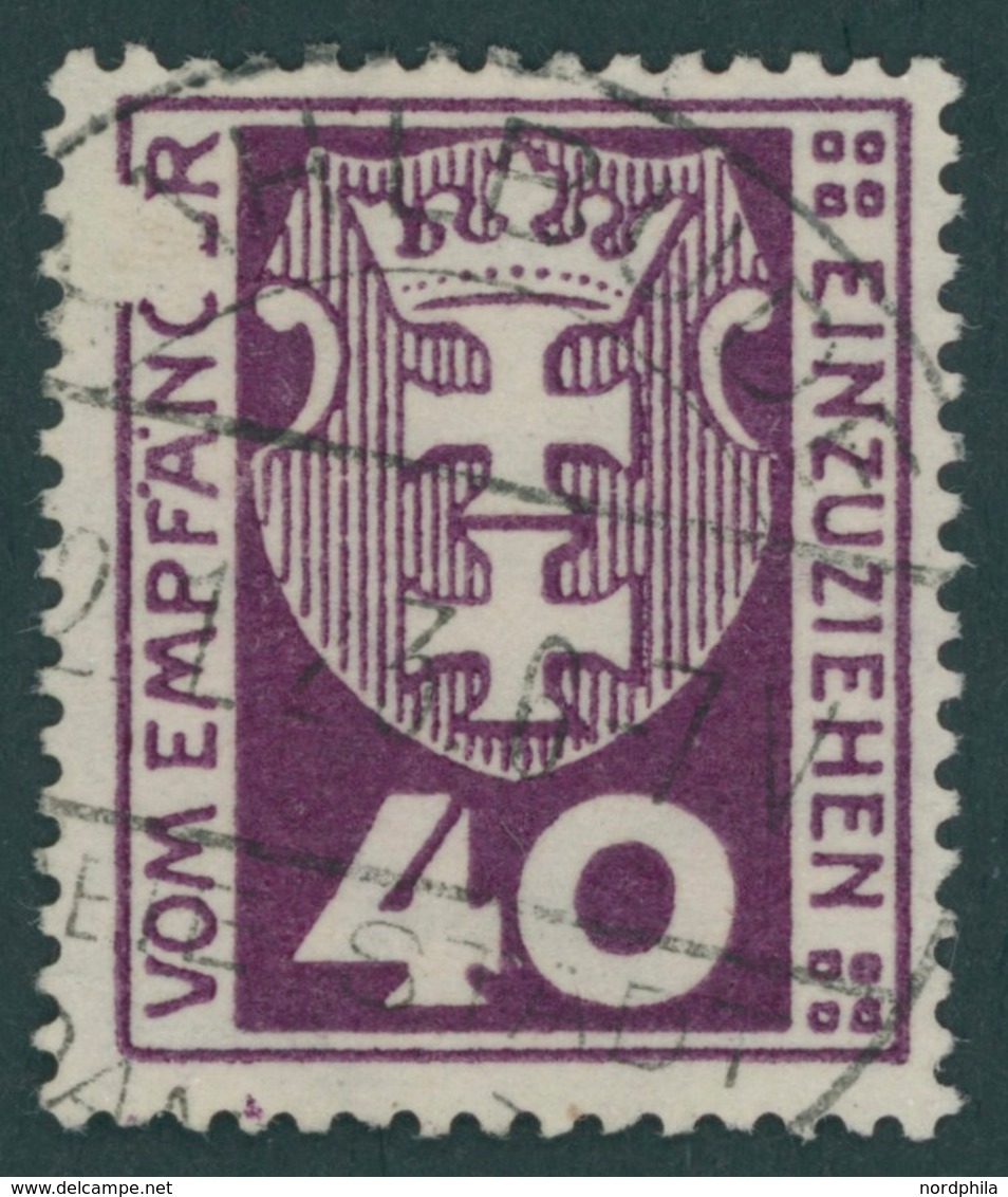 PORTOMARKEN P 3a O, 1921, 40 Pf. Dunkelpurpur Mit Interessantem Druckausfall In Der Linken Oberen Ecke, Pracht, Fotobefu - Andere & Zonder Classificatie