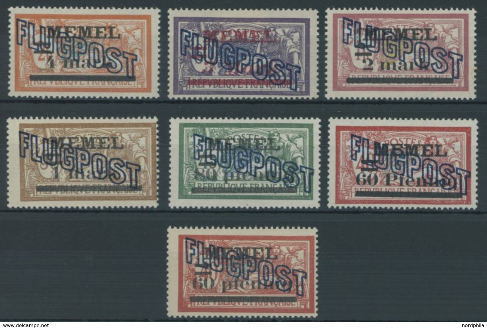 MEMELGEBIET 40-46 *, 1921, Flugpost, Falzrest, Prachtsatz, Mi. 65.- - Memel (Klaipeda) 1923