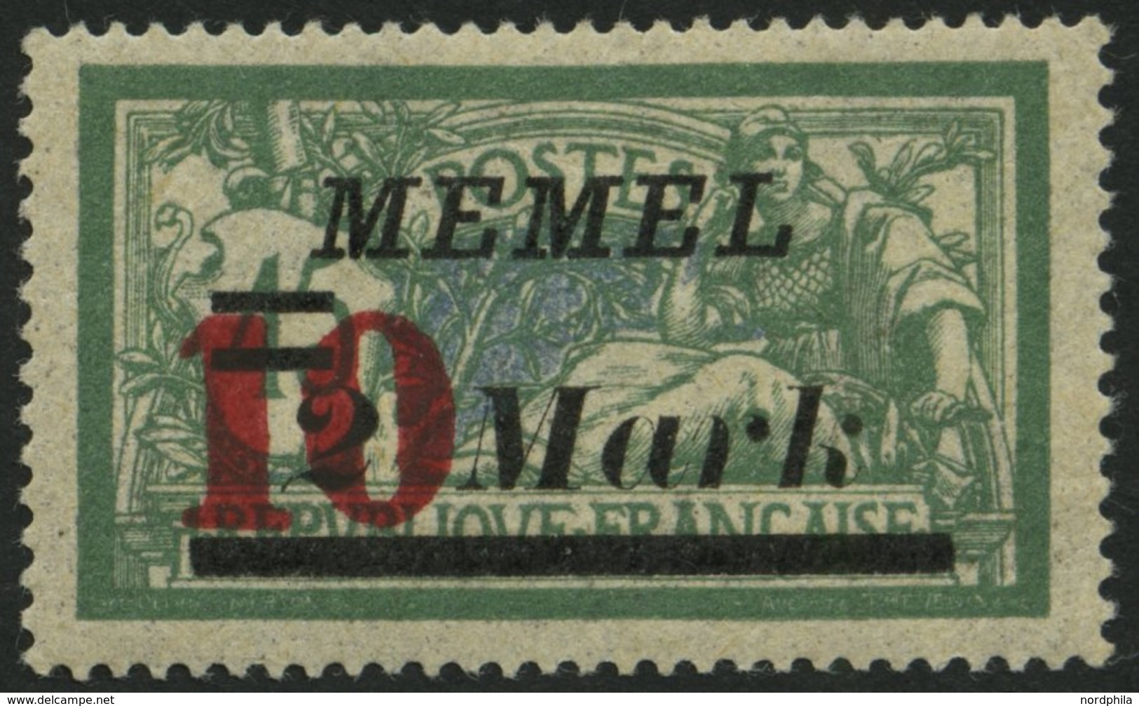 MEMELGEBIET 121II **, 1923, 10 Auf 2 M. Auf 45 C., Abstand Zwischen 2 Und Mark 3.9 Statt 2.7 Mm, Postfrisch, Pracht, Gep - Memelland 1923