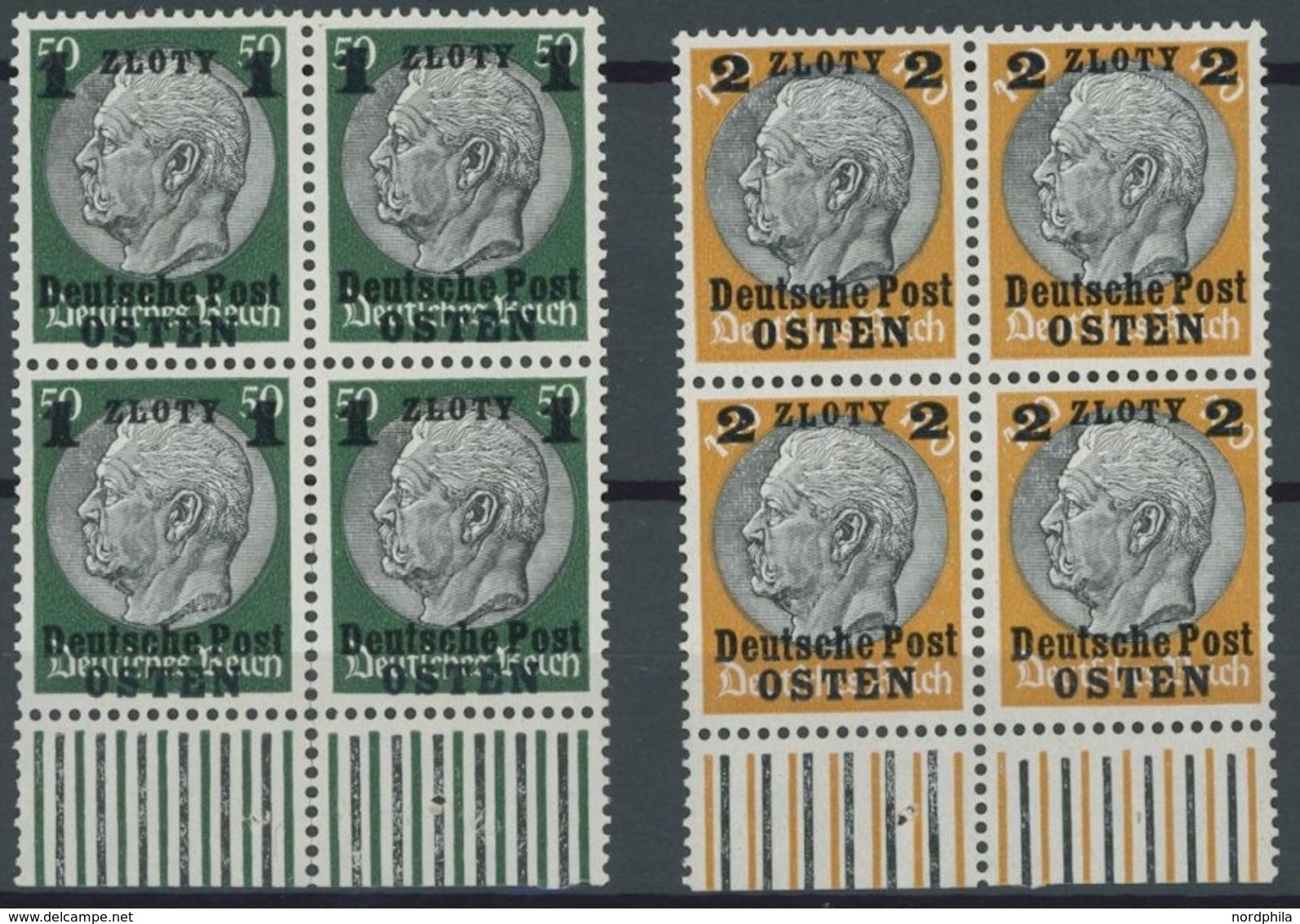 GENERALGOUVERNEMENT 1-13 VB **, 1939, Hindenburg In Randviererblocks, Postfrischer Prachtsatz, Mi. (144.-) - Bezetting 1938-45